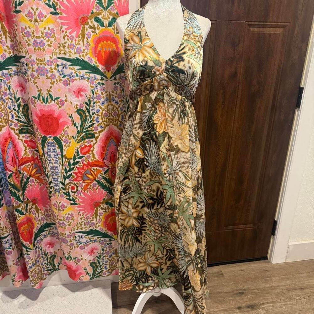Silk Maxi Halter dress Jungle Vibes SX 8